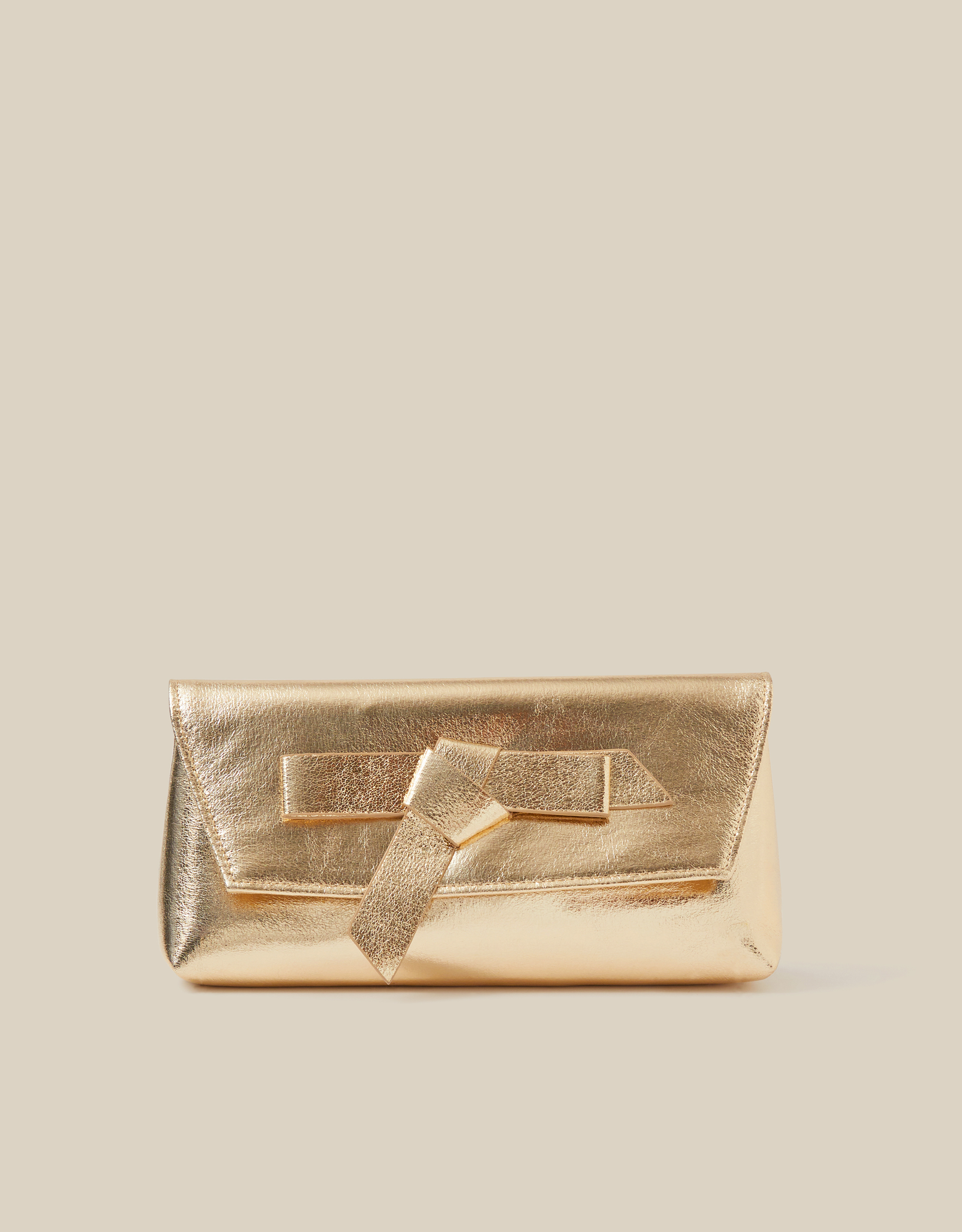 Monsoon Pippa Bow Clutch Bag in gold