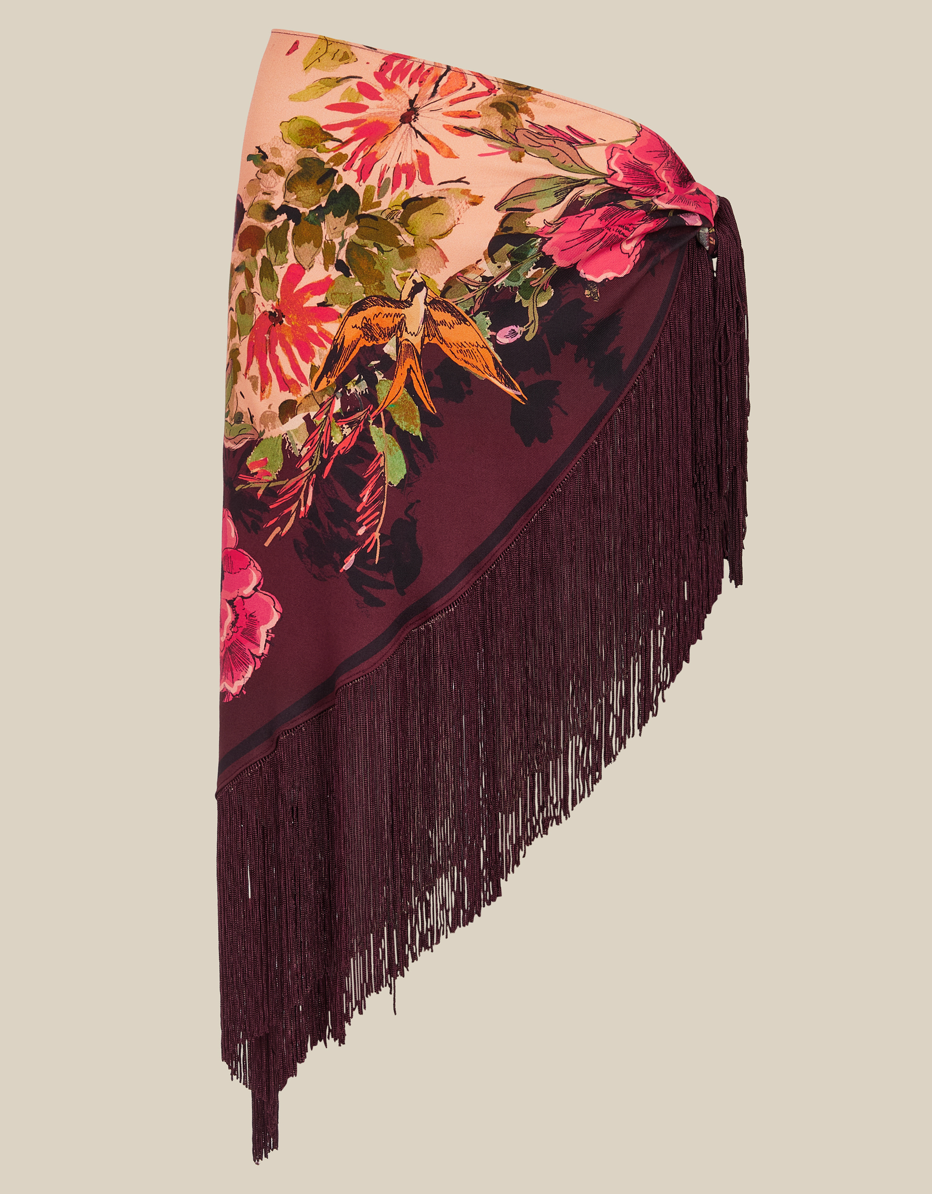 Monsoon Ellie Floral Fringe Triangle Scarf