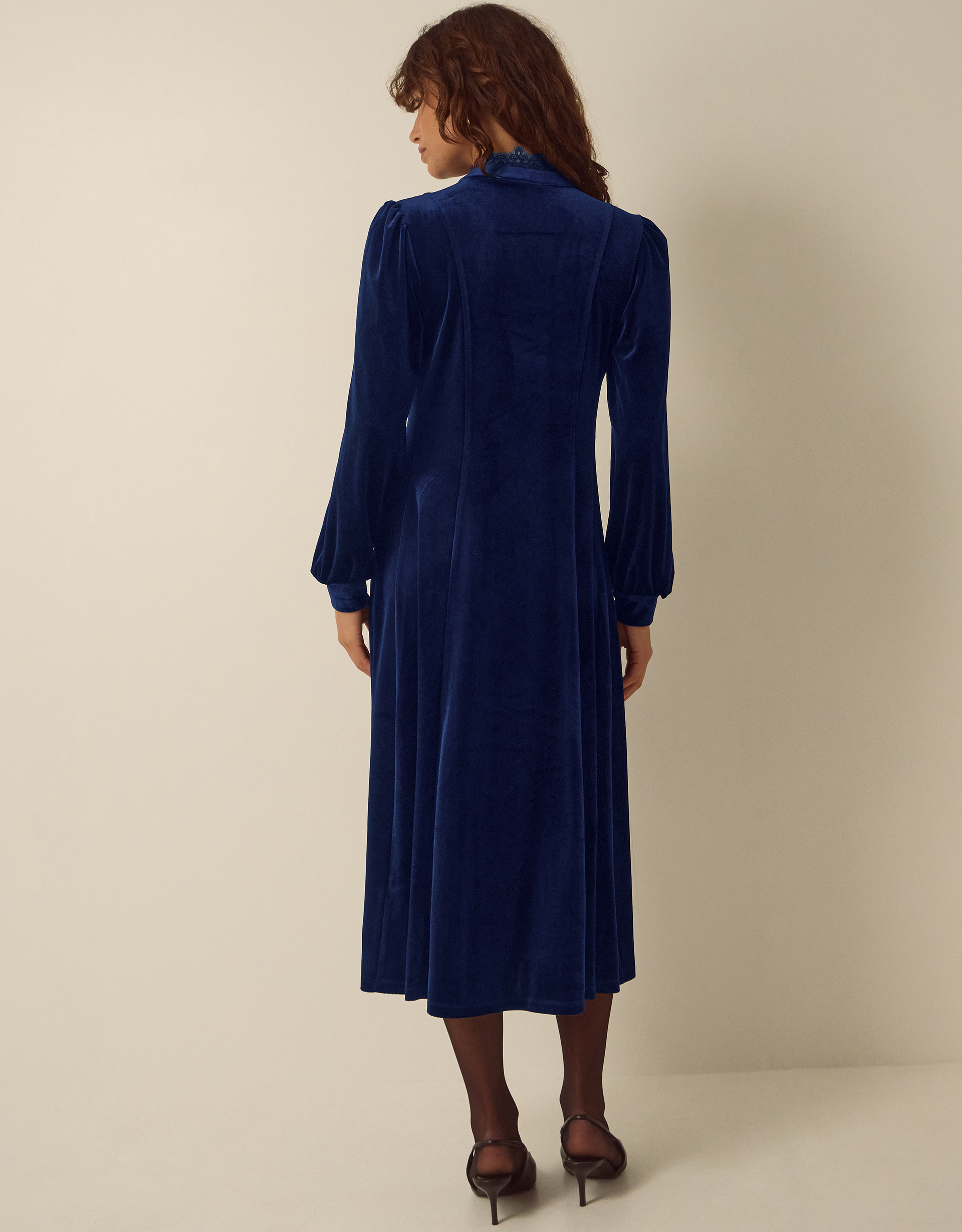 Monsoon Pip Pinktuck Velvet Midi Dress, view 4
