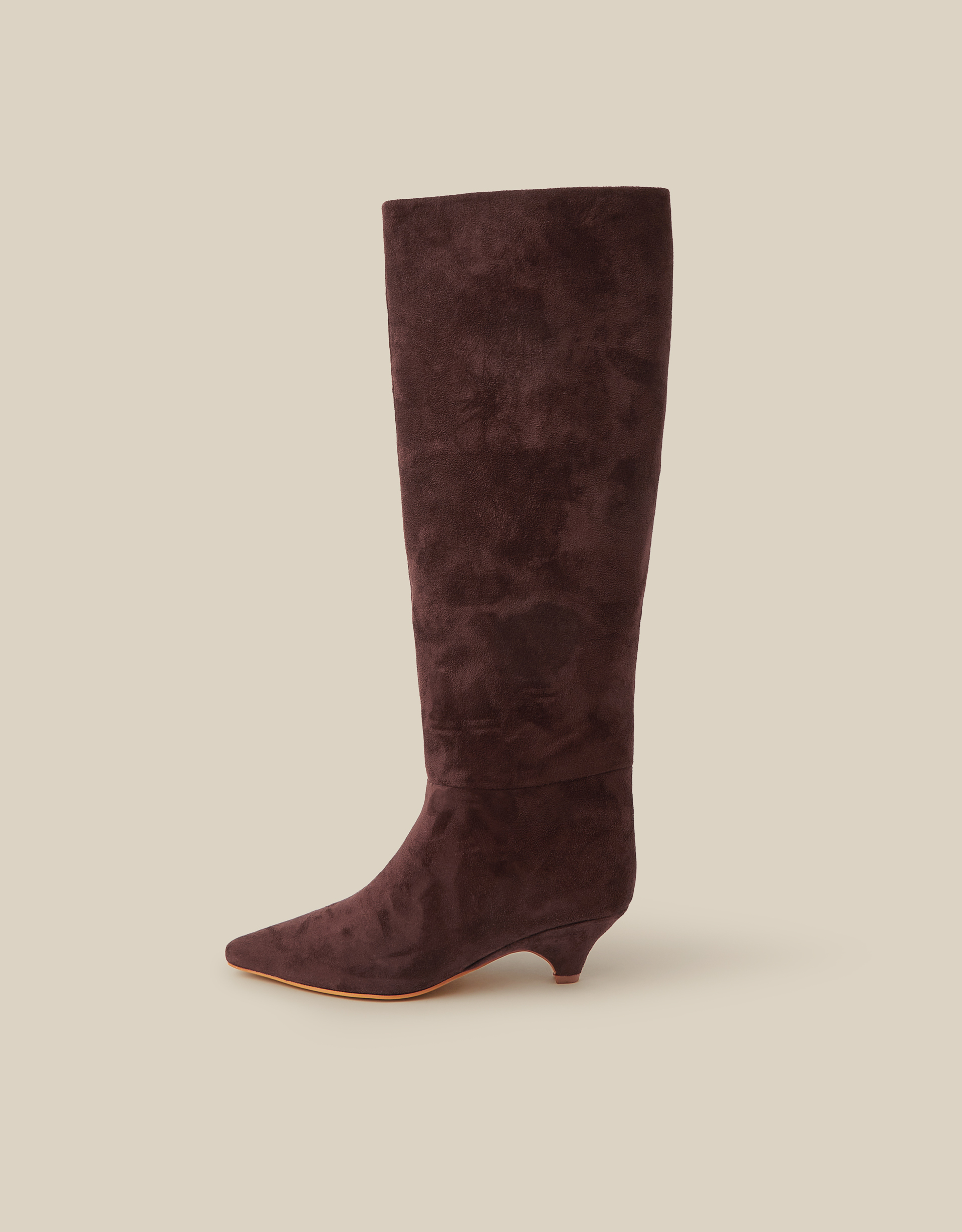 Monsoon Isha Faux Suede Knee High Heeled Boots, view 2