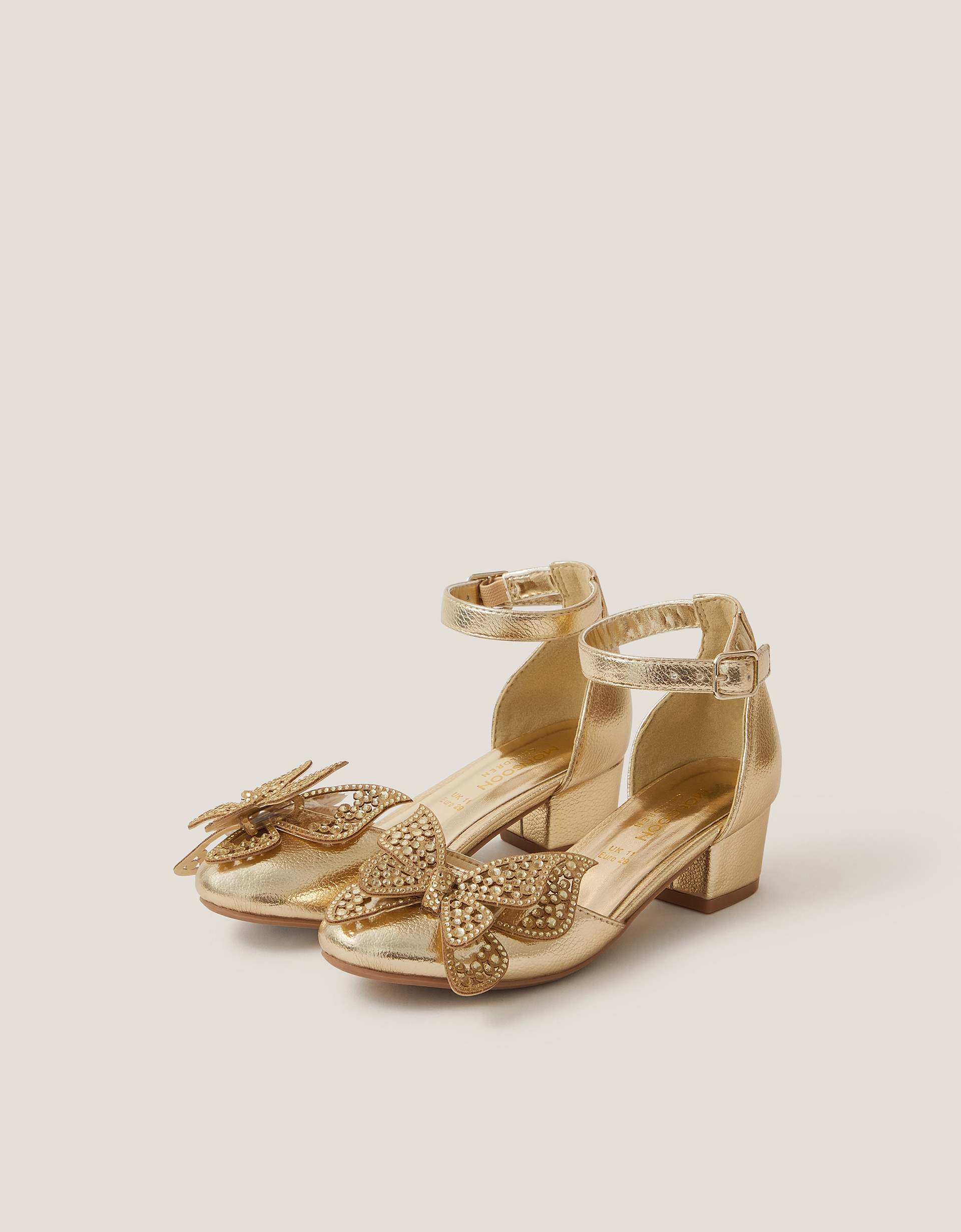 Monsoon Closed-Toe Metallic Butterfly Heels