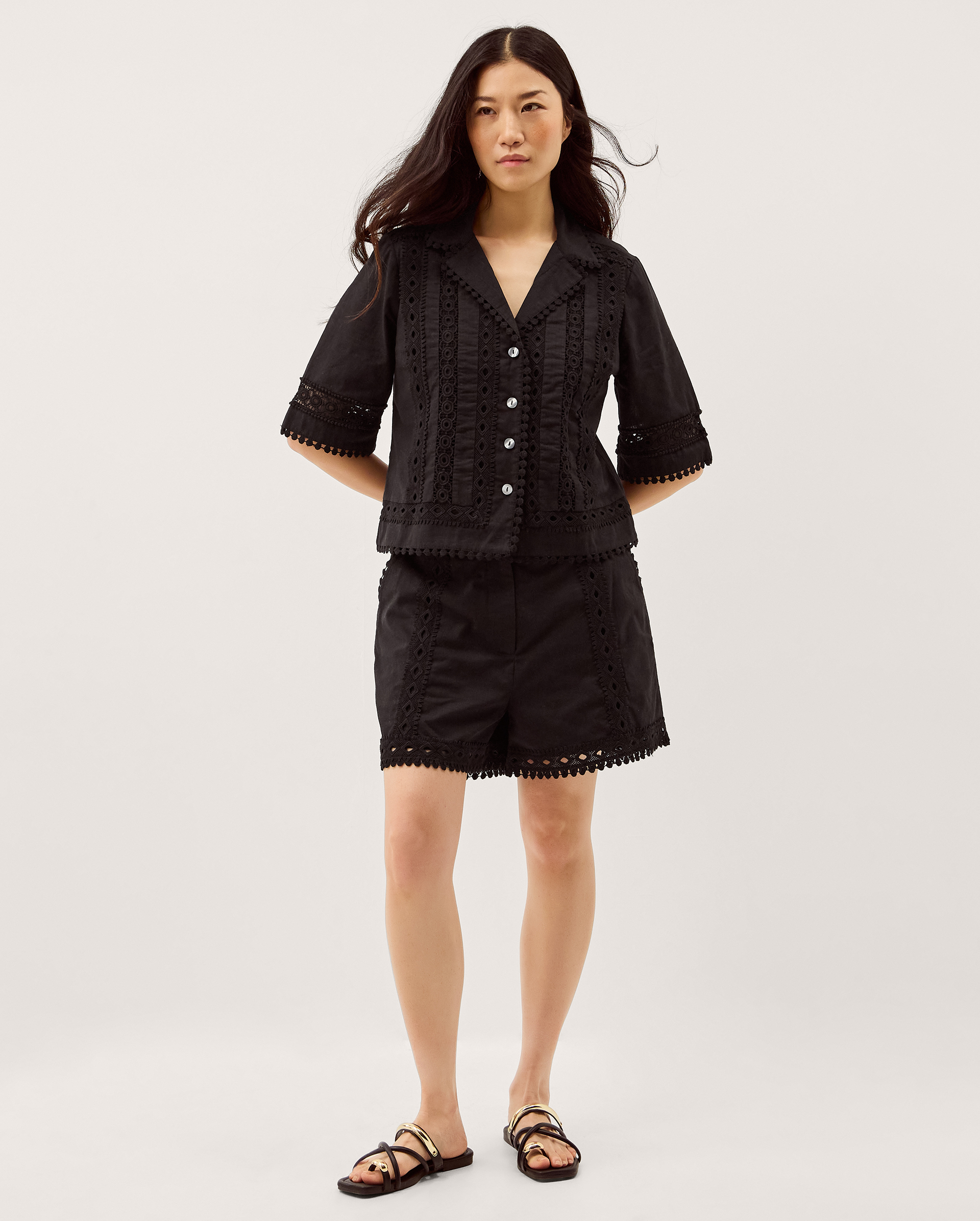 Monsoon Irina Lace Trim Shorts in Black