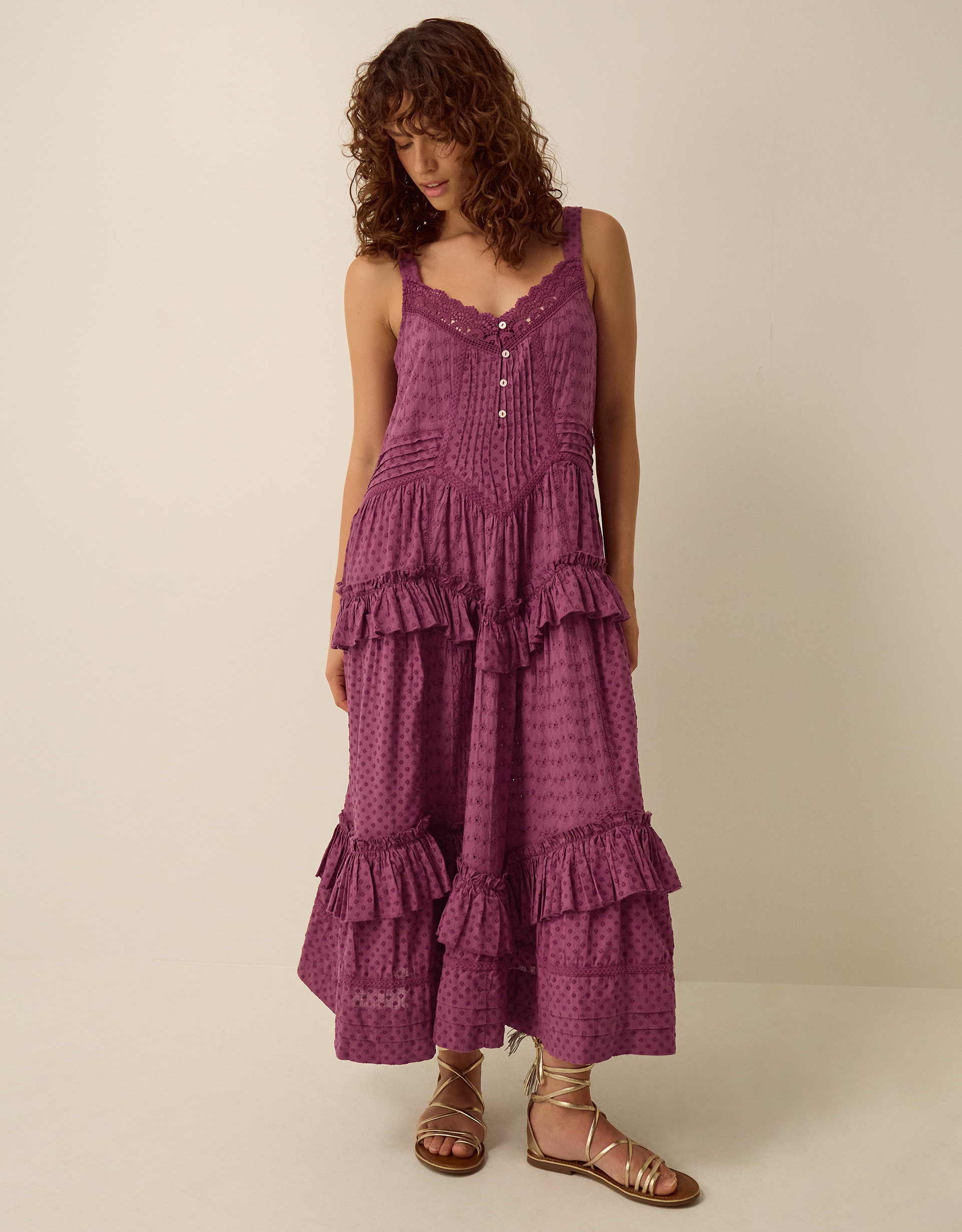 Monsoon Nixie Broderie Frill Maxi Dress, view 4