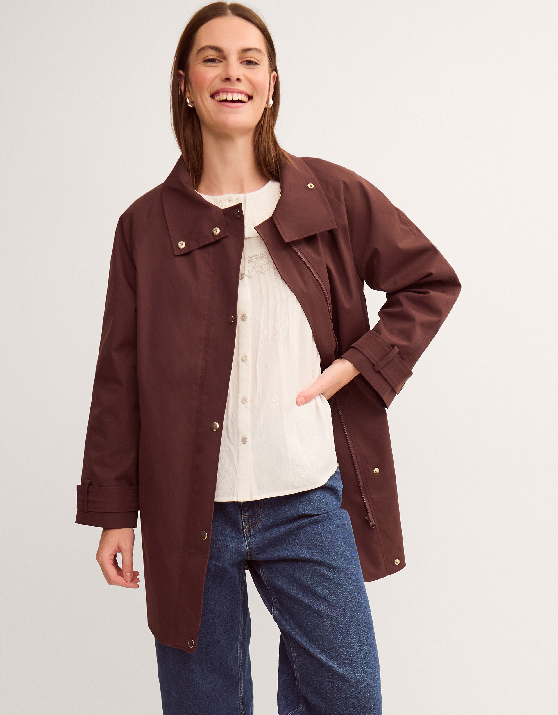 Monsoon Simone Waterproof Rain Jacket in brown