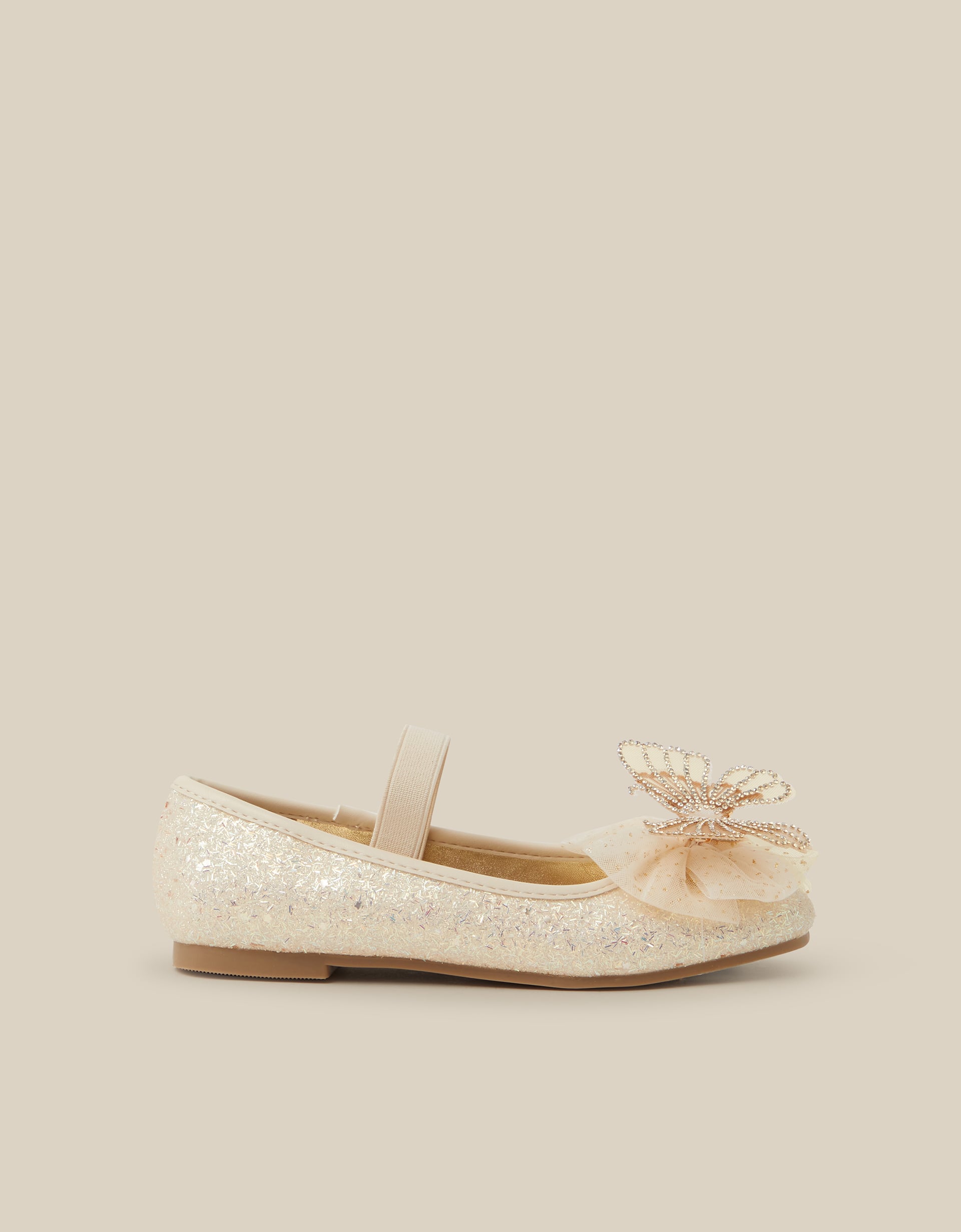 Monsoon Sparkle Butterfly Ballet Flats in Gold, view 2