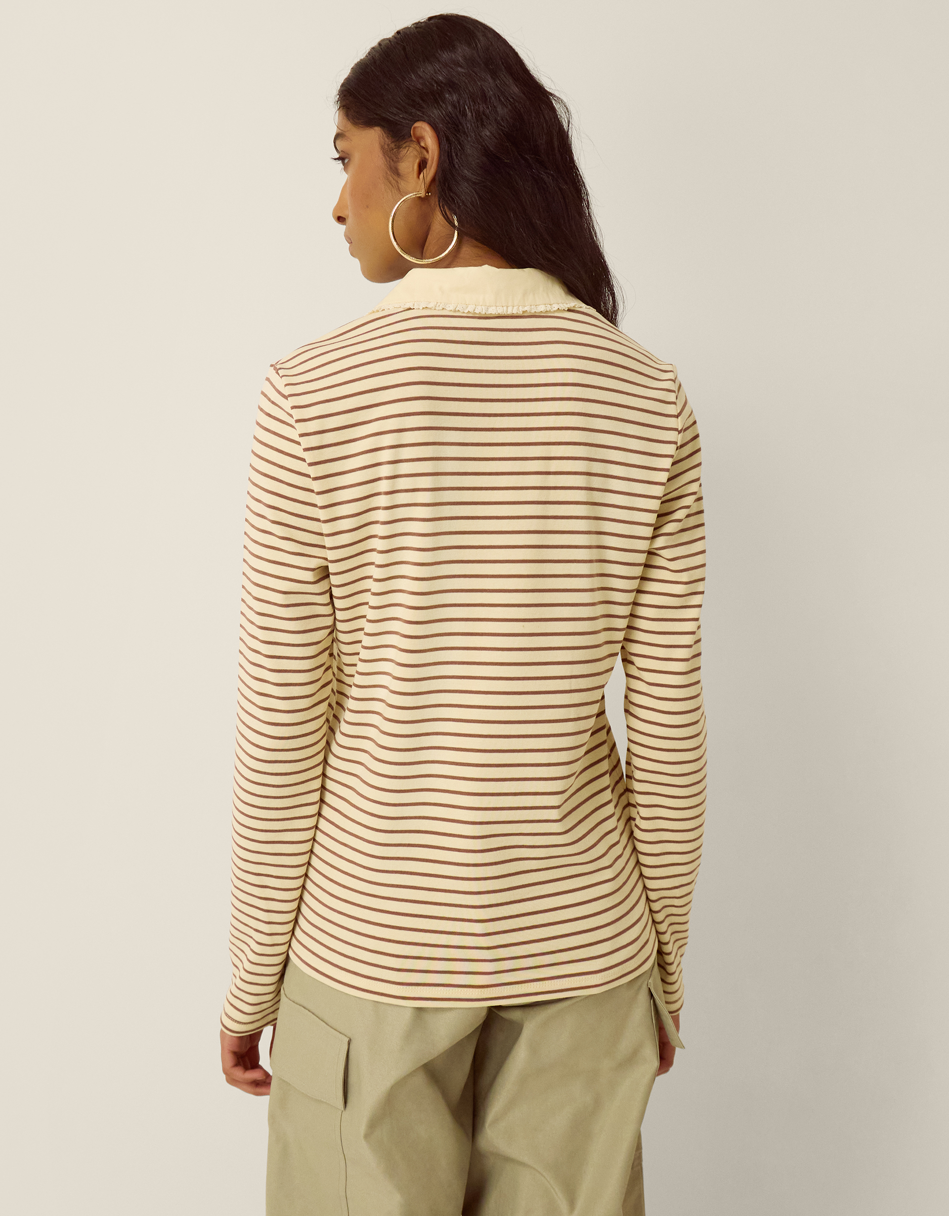 Monsoon Stacy Stripe Jersey Polo Top, view 3