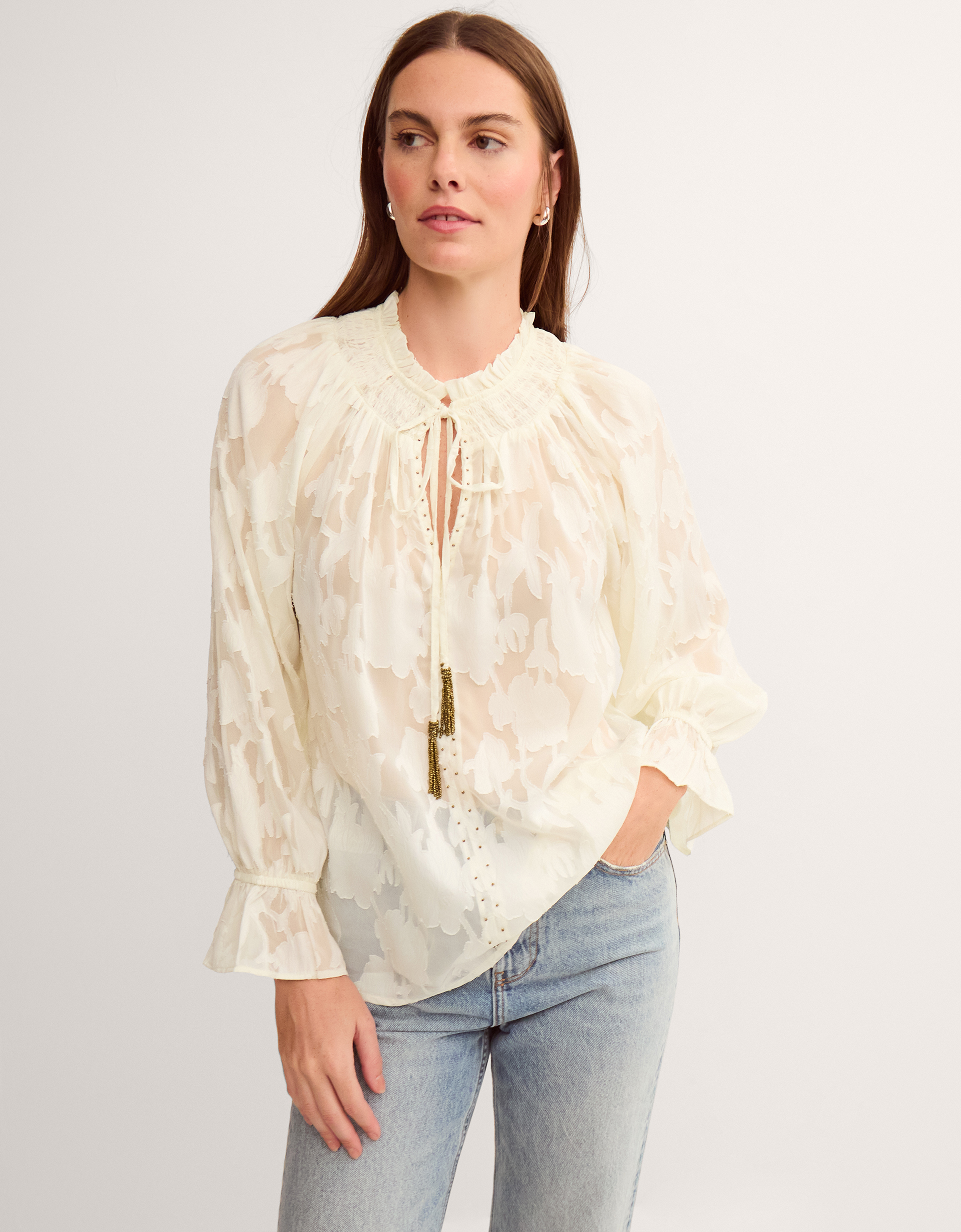 Monsoon Lyra Sheer Devoré Blouse, view 4