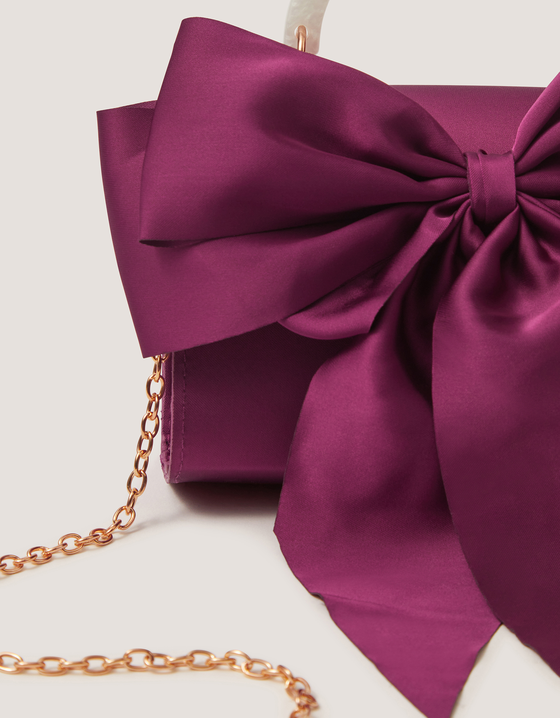 Monsoon Satin Bow Bag in Red, view 4