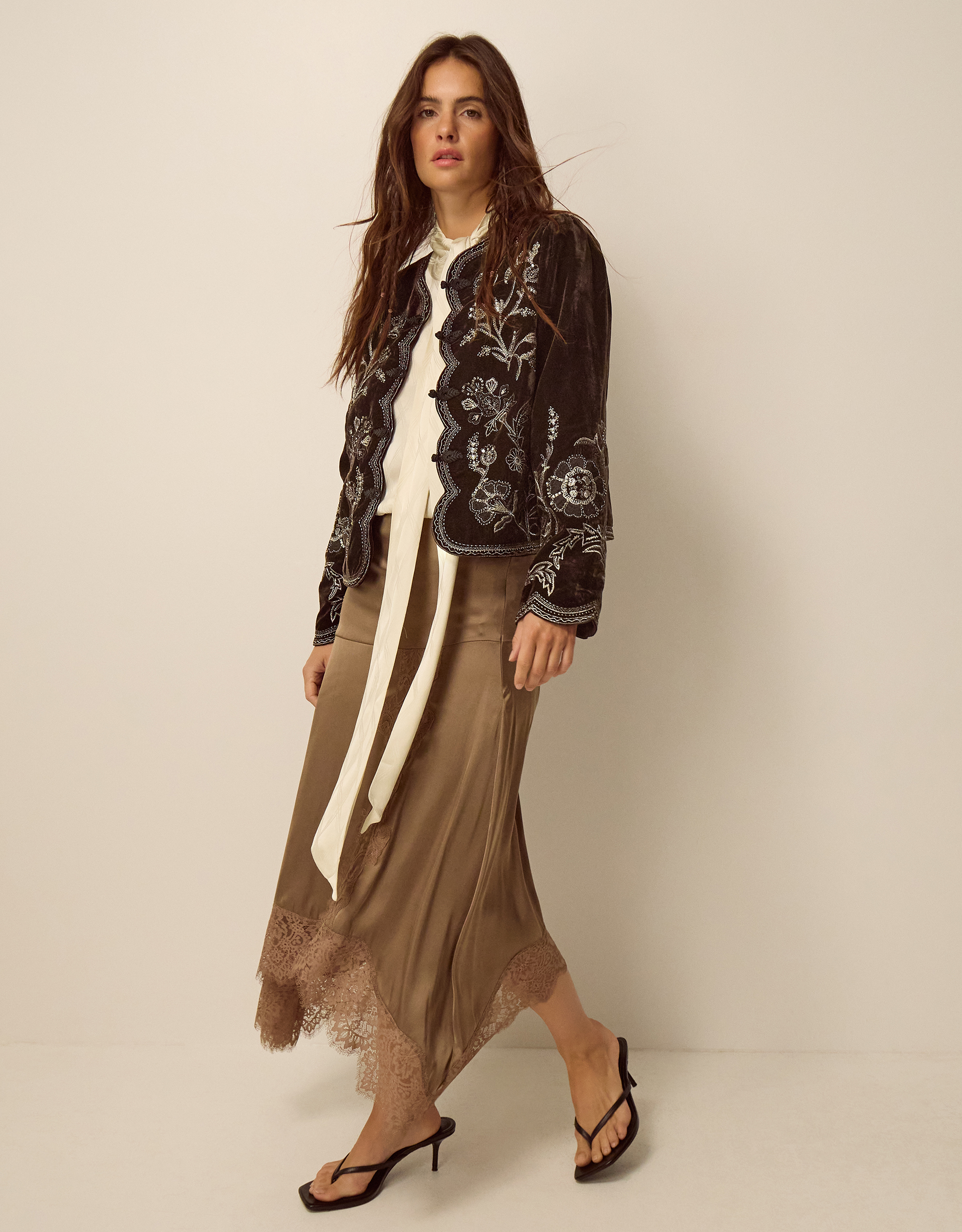 Monsoon Julia Embellished Velvet Jacket, view 2