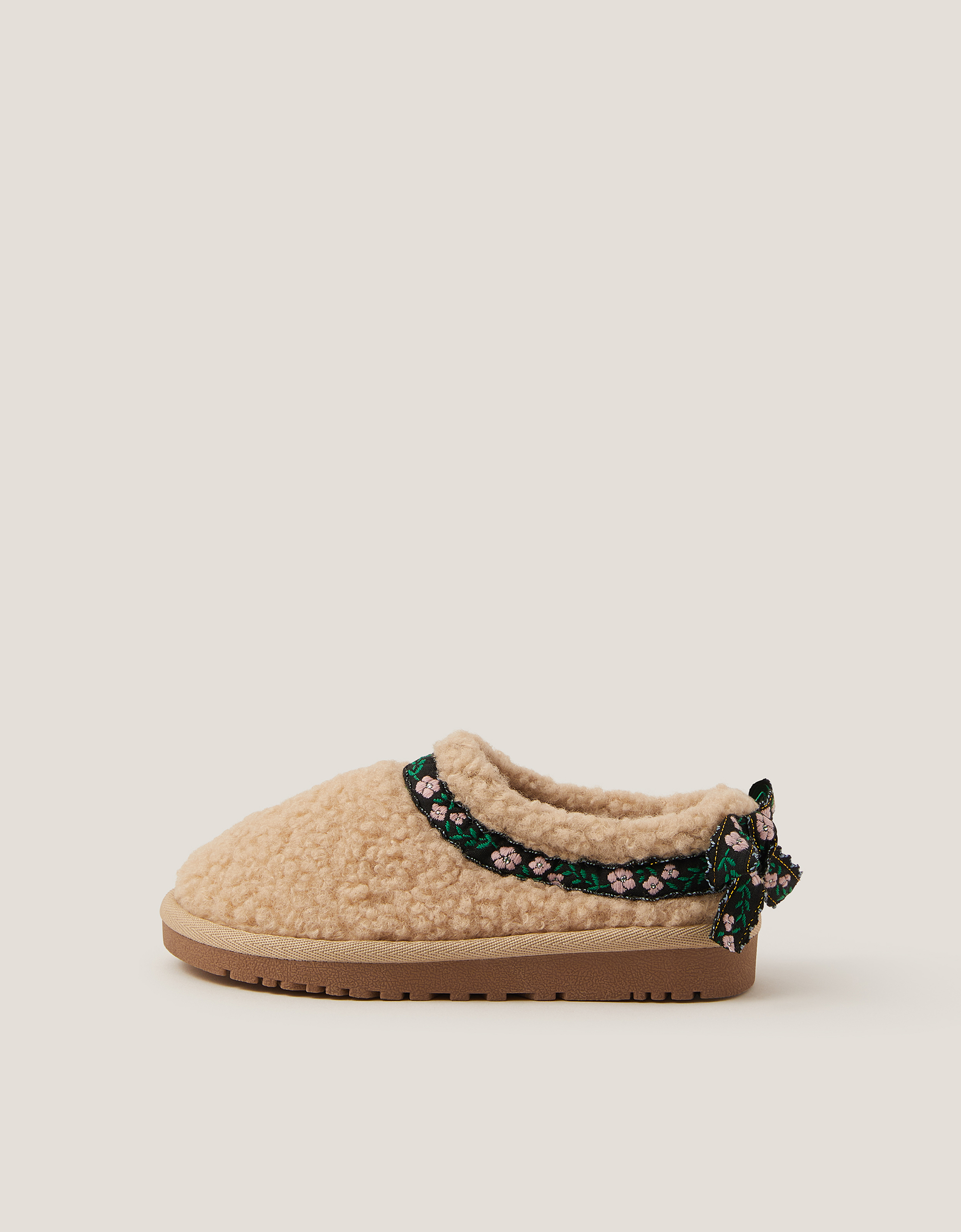 Monsoon Floral Trim Faux Shearling Clogs, view 3