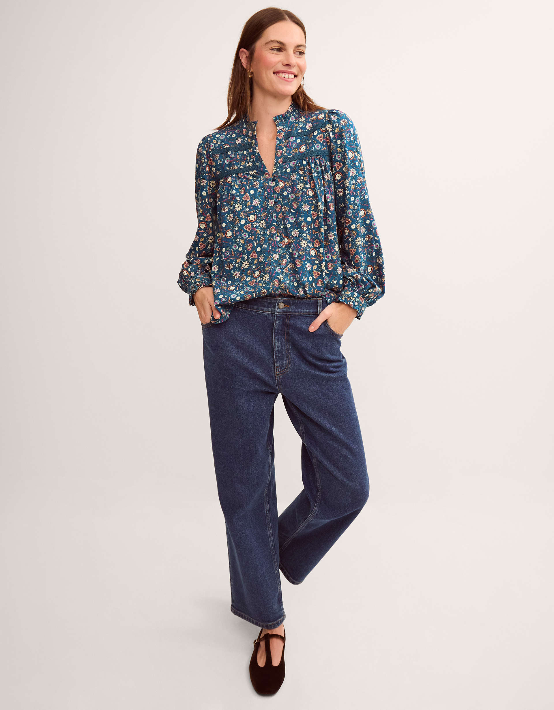 Monsoon Francine Floral Jersey Blouse, view 4