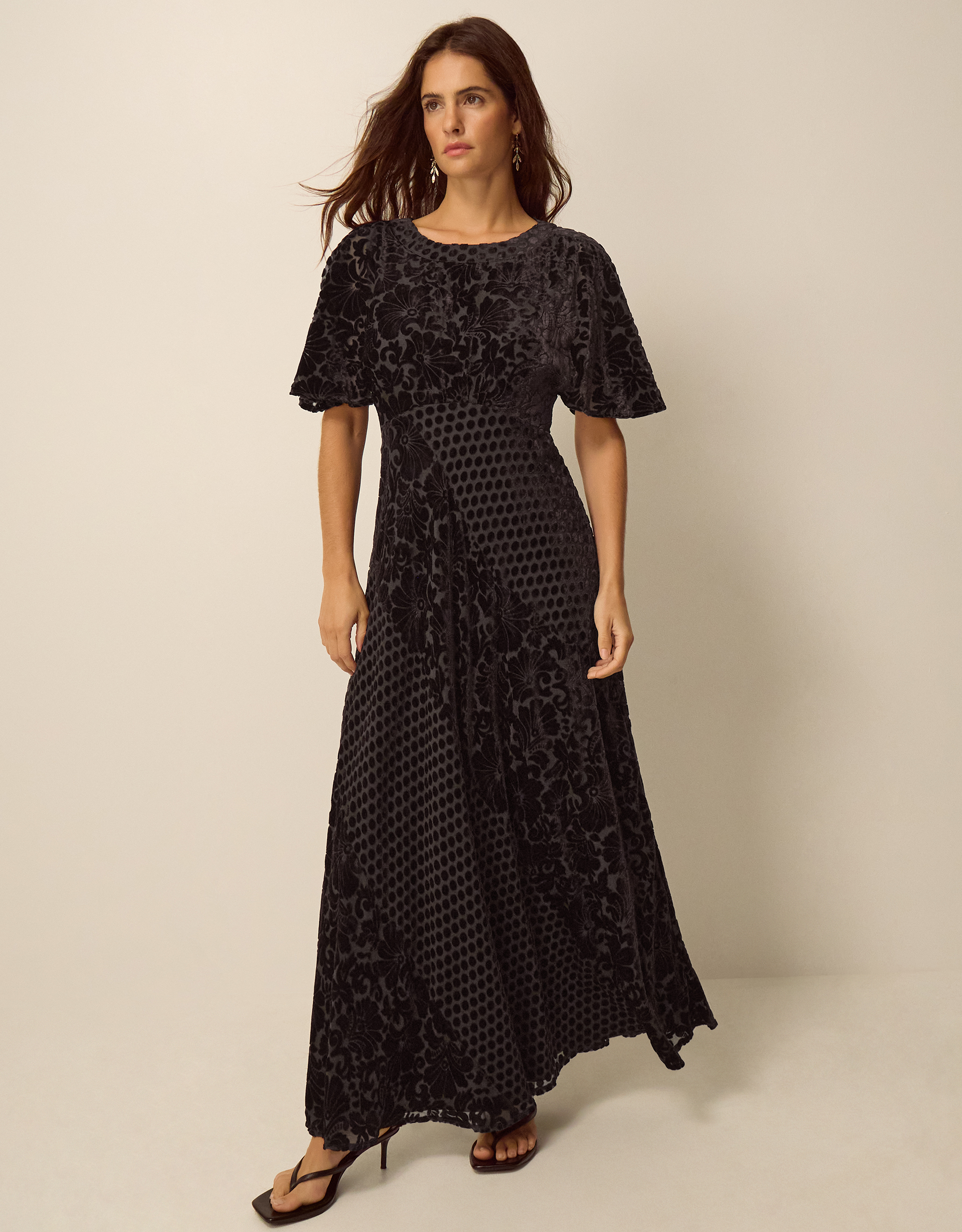 Monsoon Adeline Devoré Polka Dot Maxi Dress, view 2