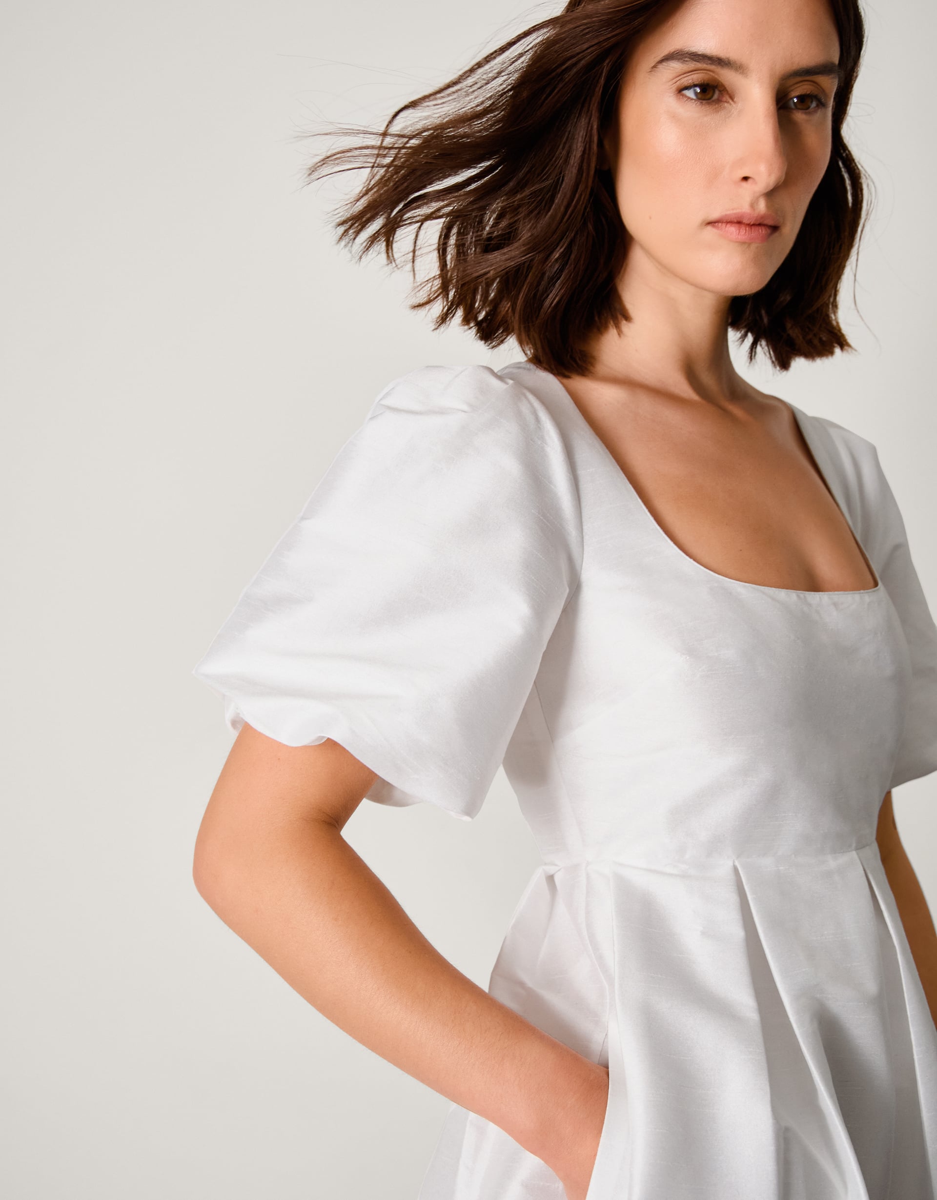 Monsoon Sloane Short Sleeve Midi Wedding Dress, view 2