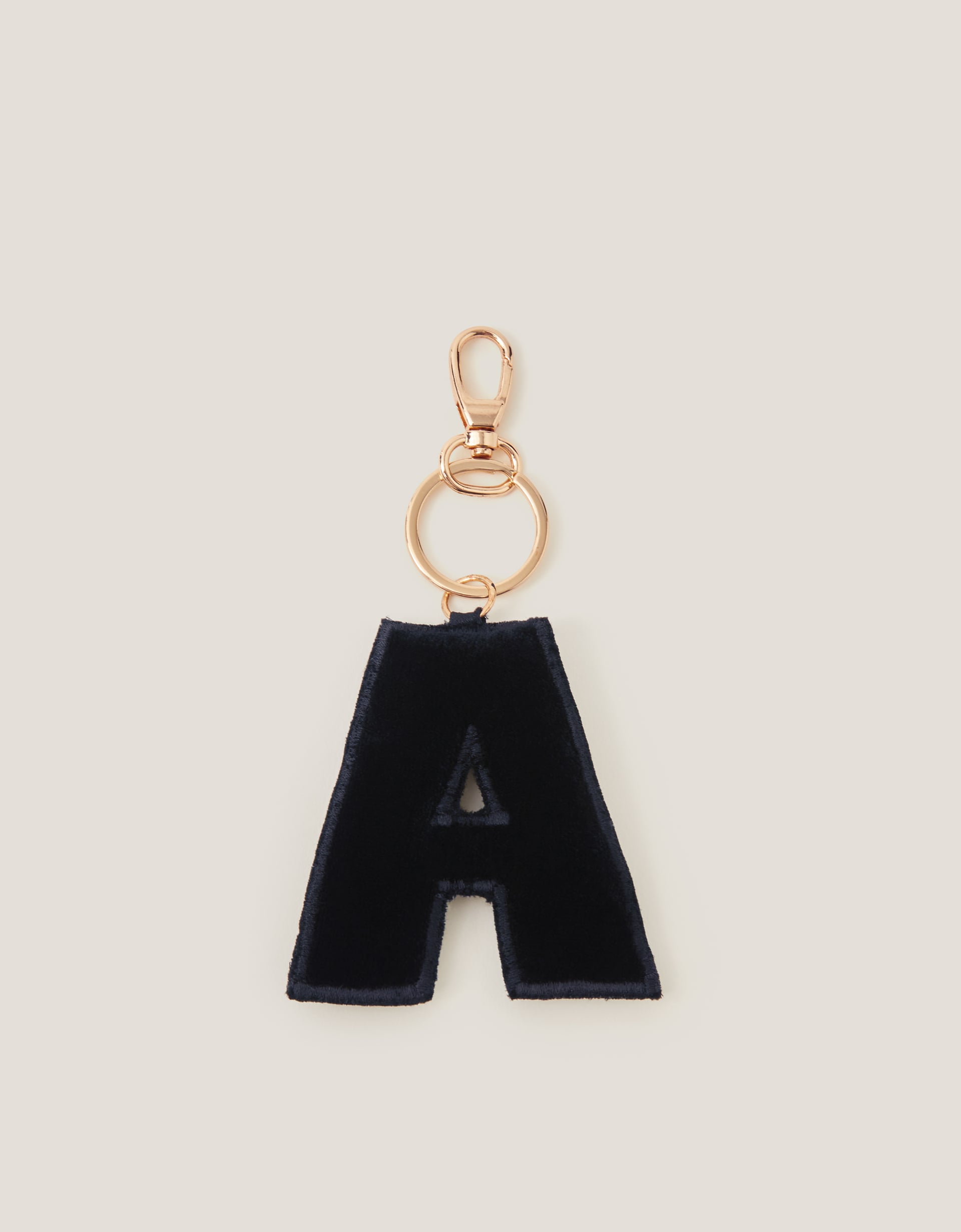 Monsoon Floral Embroidered Initial Keyring in Black, view 2