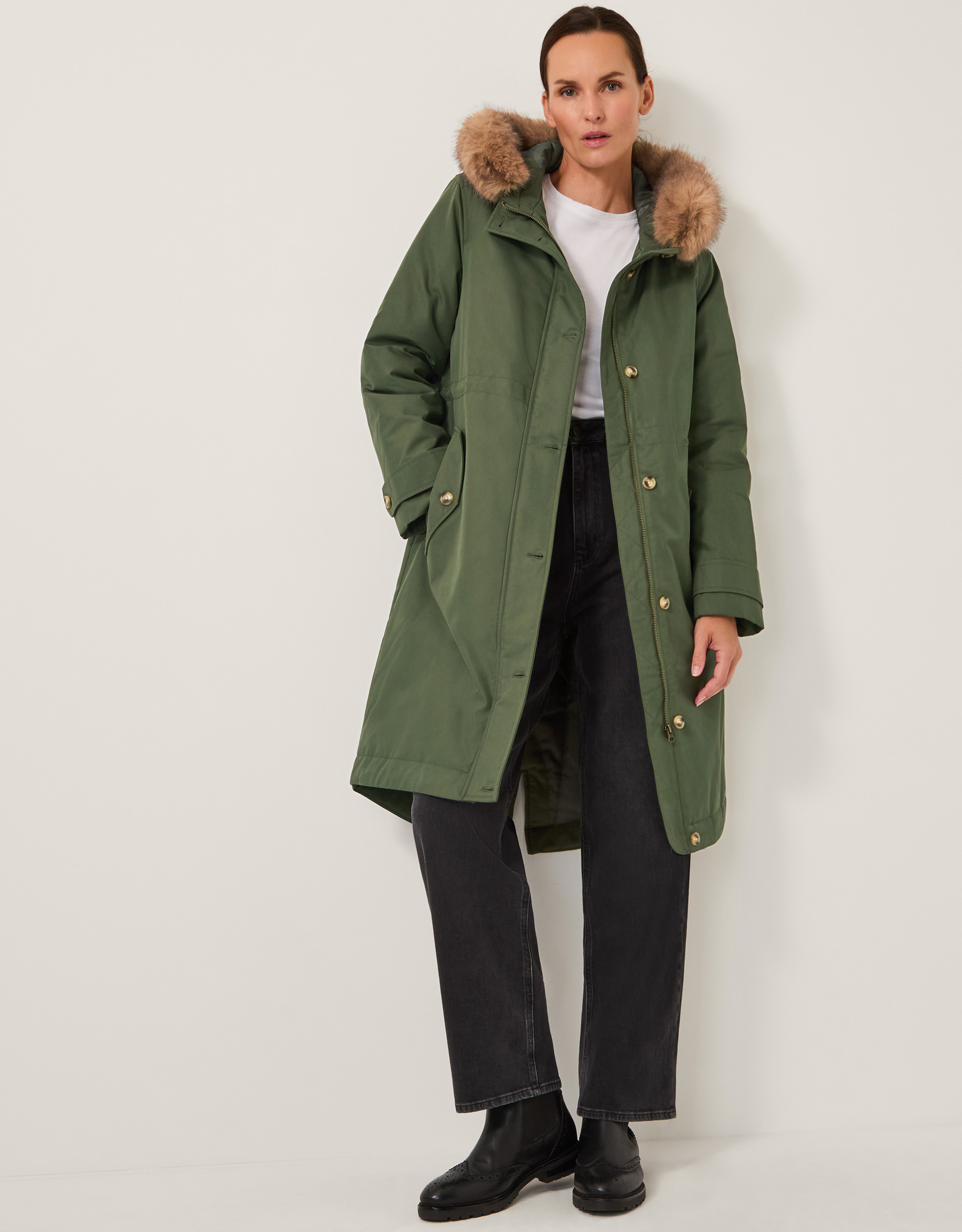 Monsoon Paula Faux Fur Parka Coat, view 2