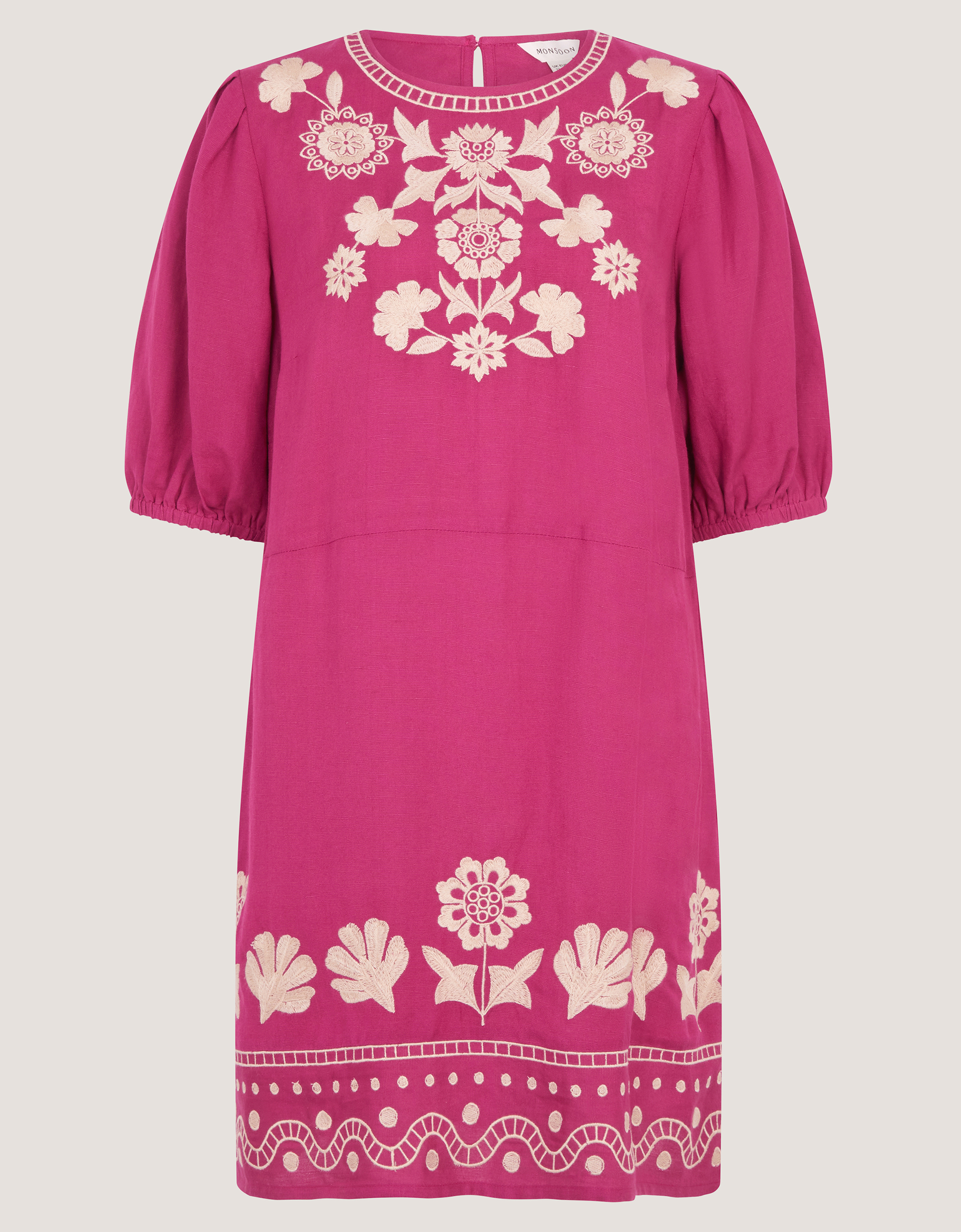 Monsoon Lydia Embroidered Linen Blend Mini Dress, view 5
