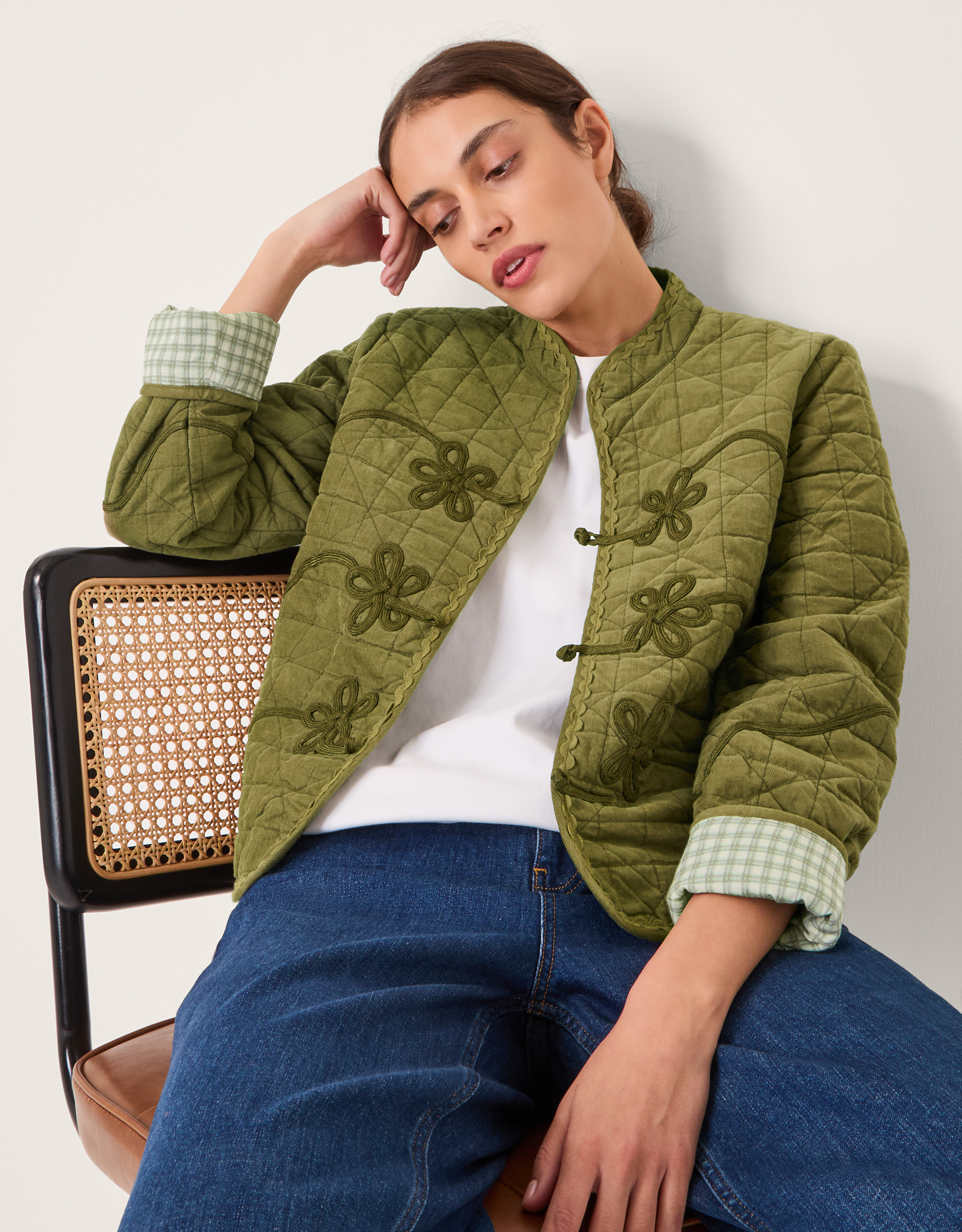 Monsoon Gaia Quilted Corduroy Jacket, view 2
