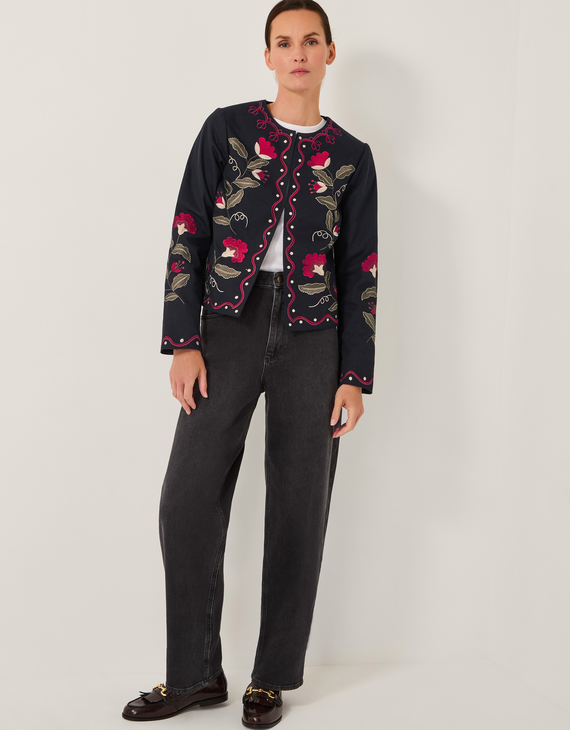 Monsoon Valerie Floral Embroidered Jacket, view 3