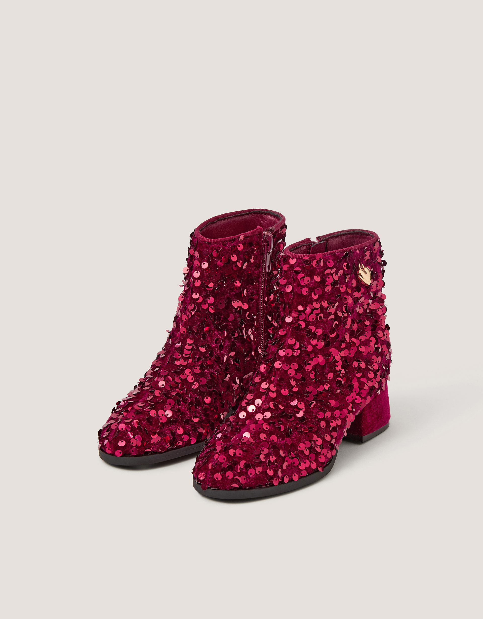 Monsoon Sequin Velvet Ankle Boots in Red
