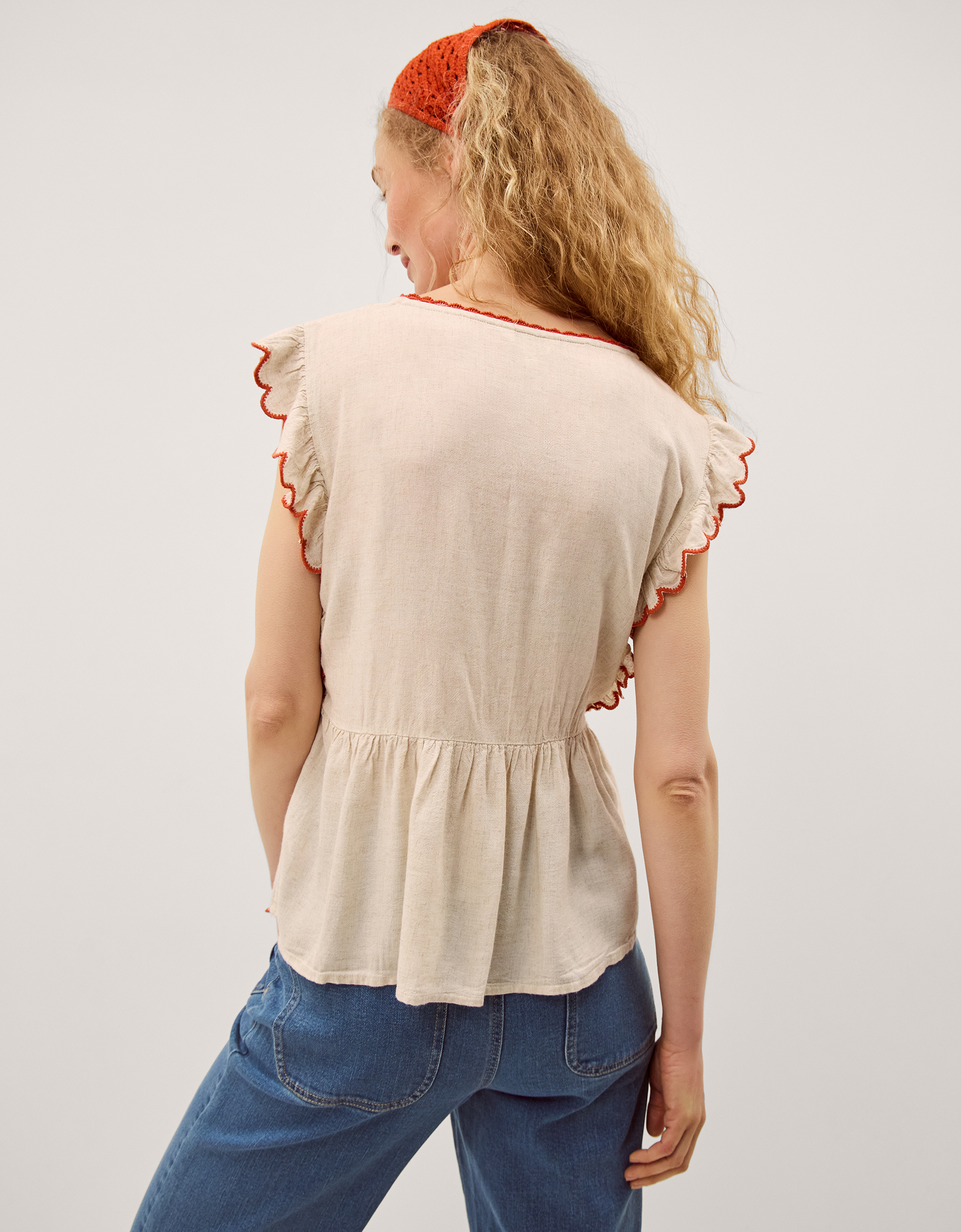 Monsoon Rhea Embroidered Linen Blend Top, view 2