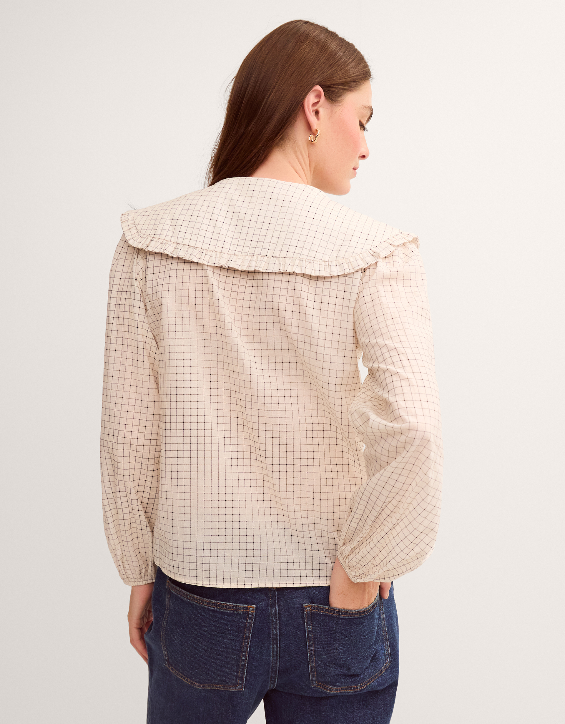 Monsoon Lily Peter Pan Collar Check Shirt, view 3